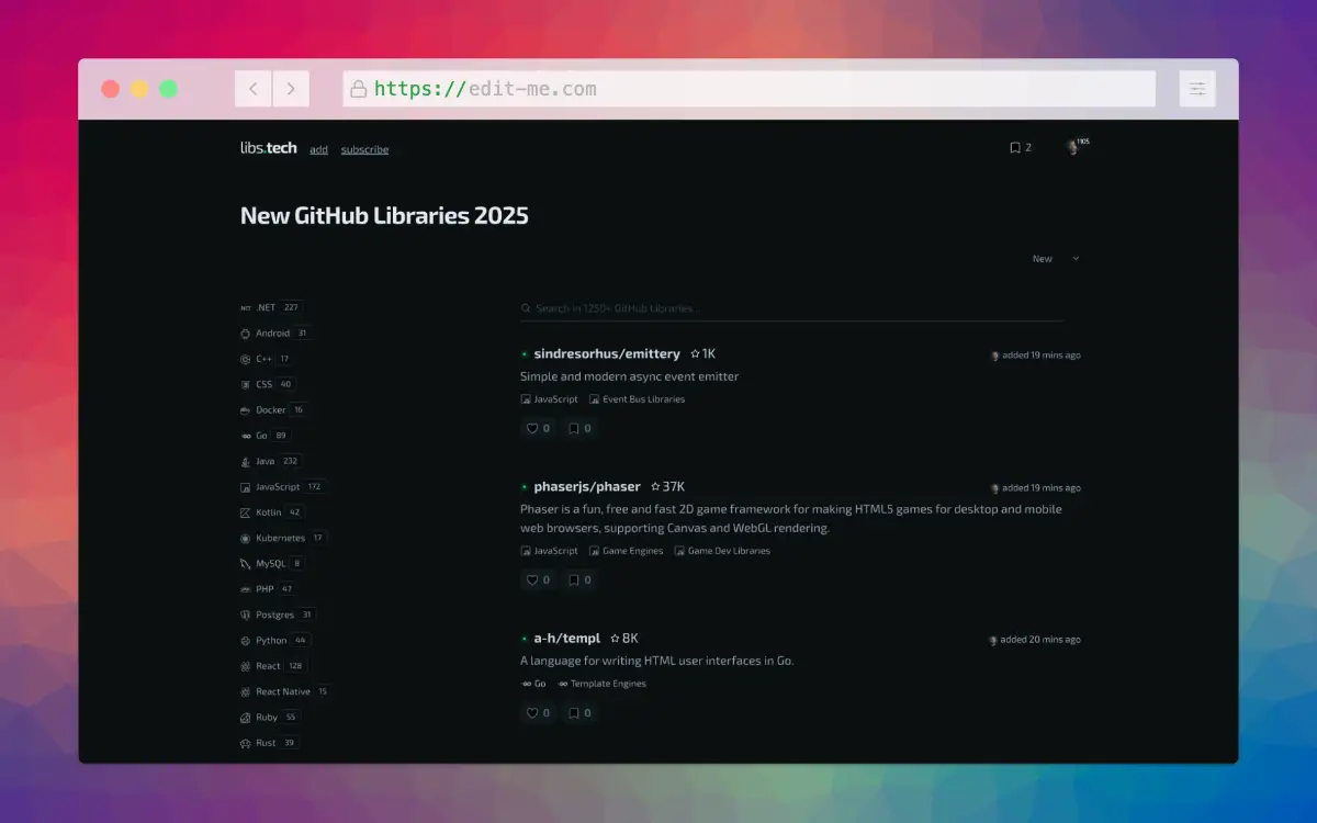 libs.tech screenshot 1