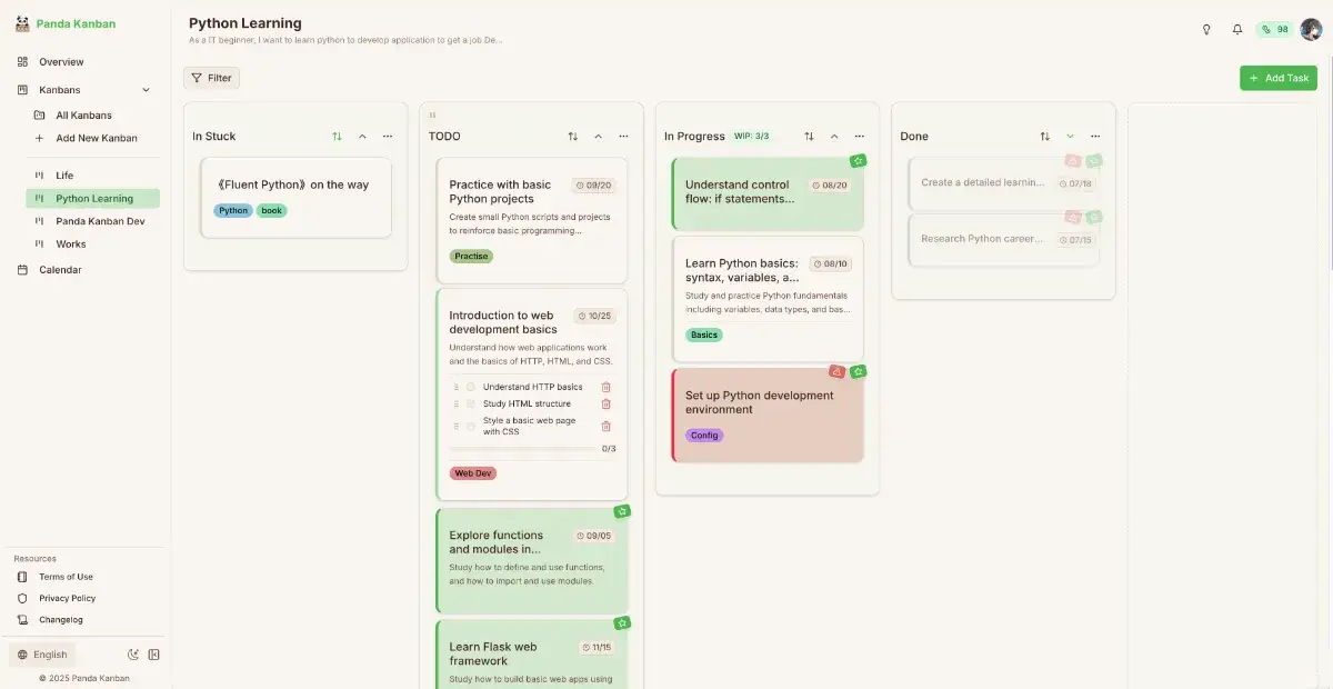 Panda Kanban screenshot 1