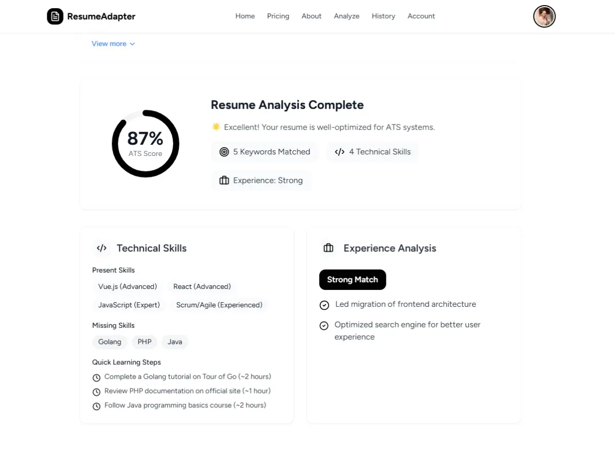 resumeadapter screenshot 3