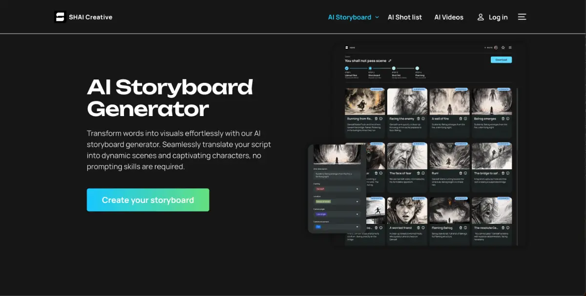 Shai - AI Storyboard Generator screenshot 1