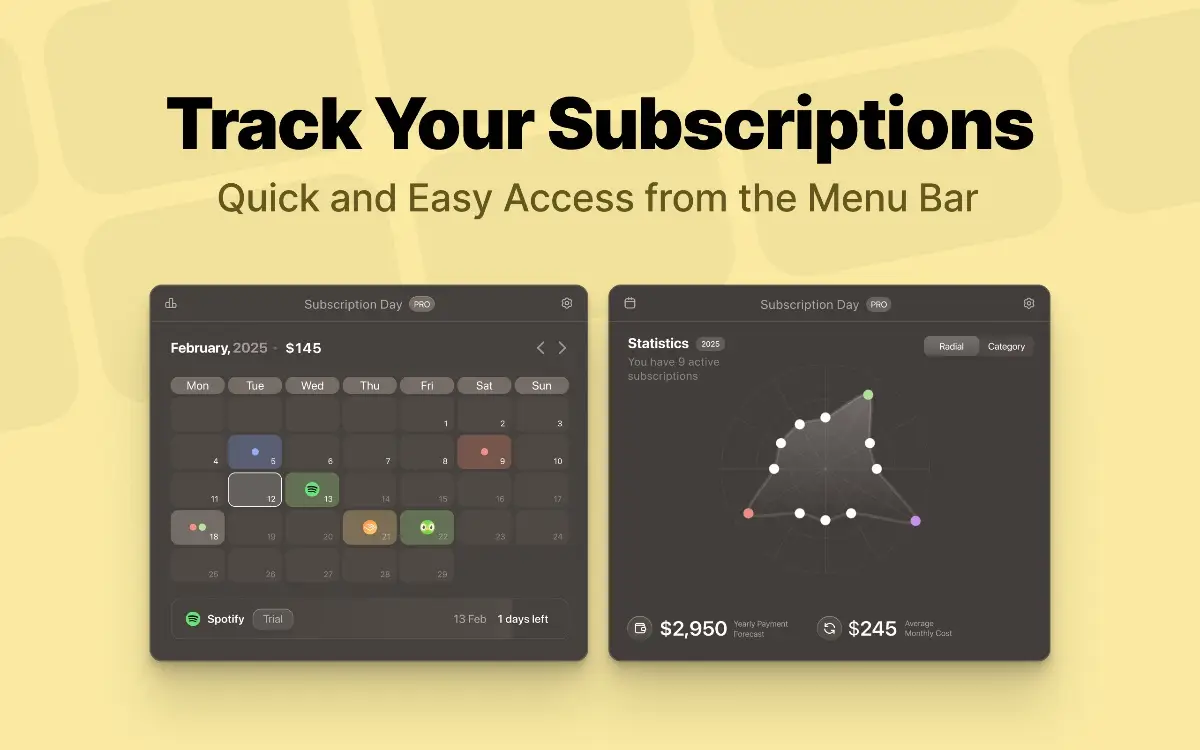 Subscription Day. Calendar screenshot 1