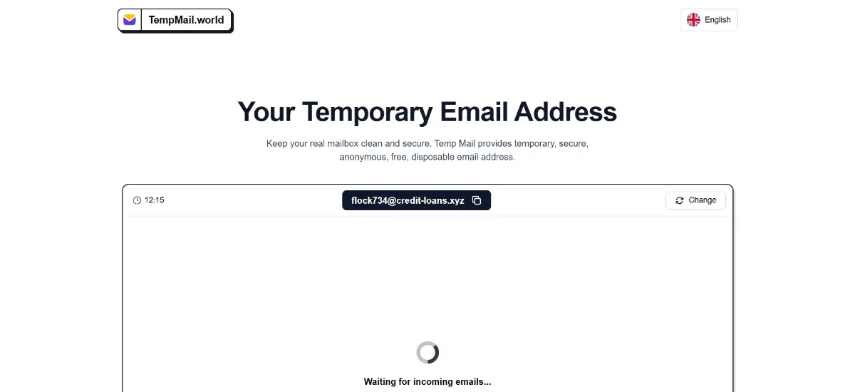 Tempmail.World screenshot 1