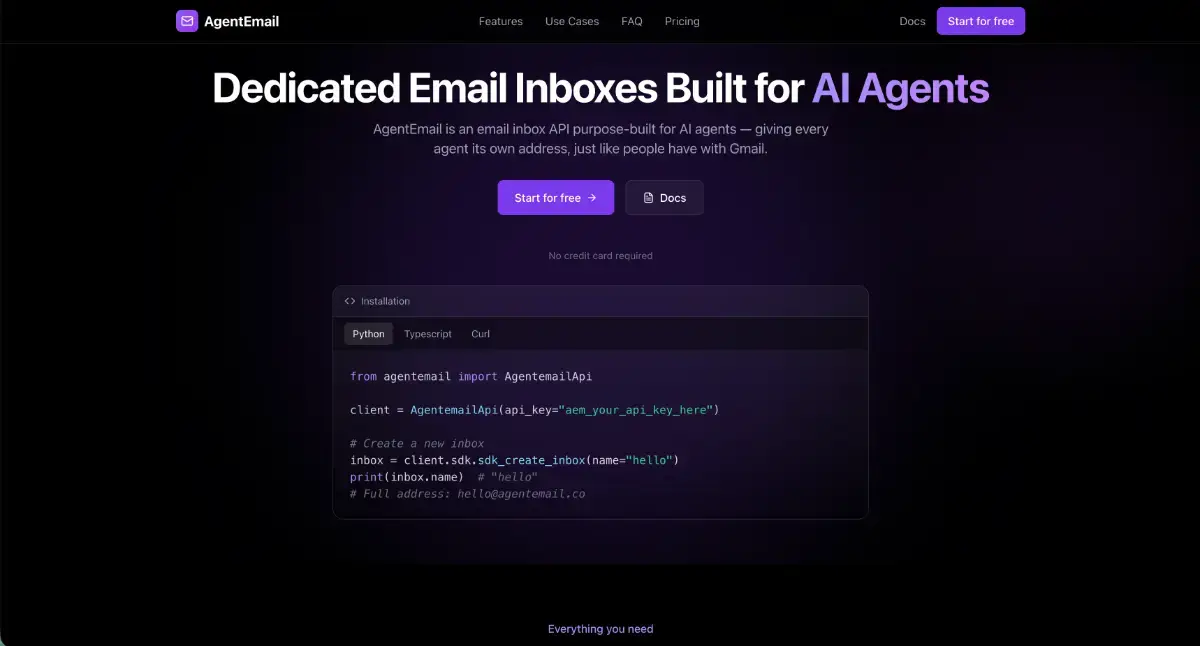 AgentEmail screenshot 1