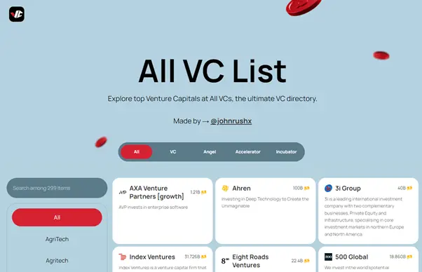 allVCList screenshot 2