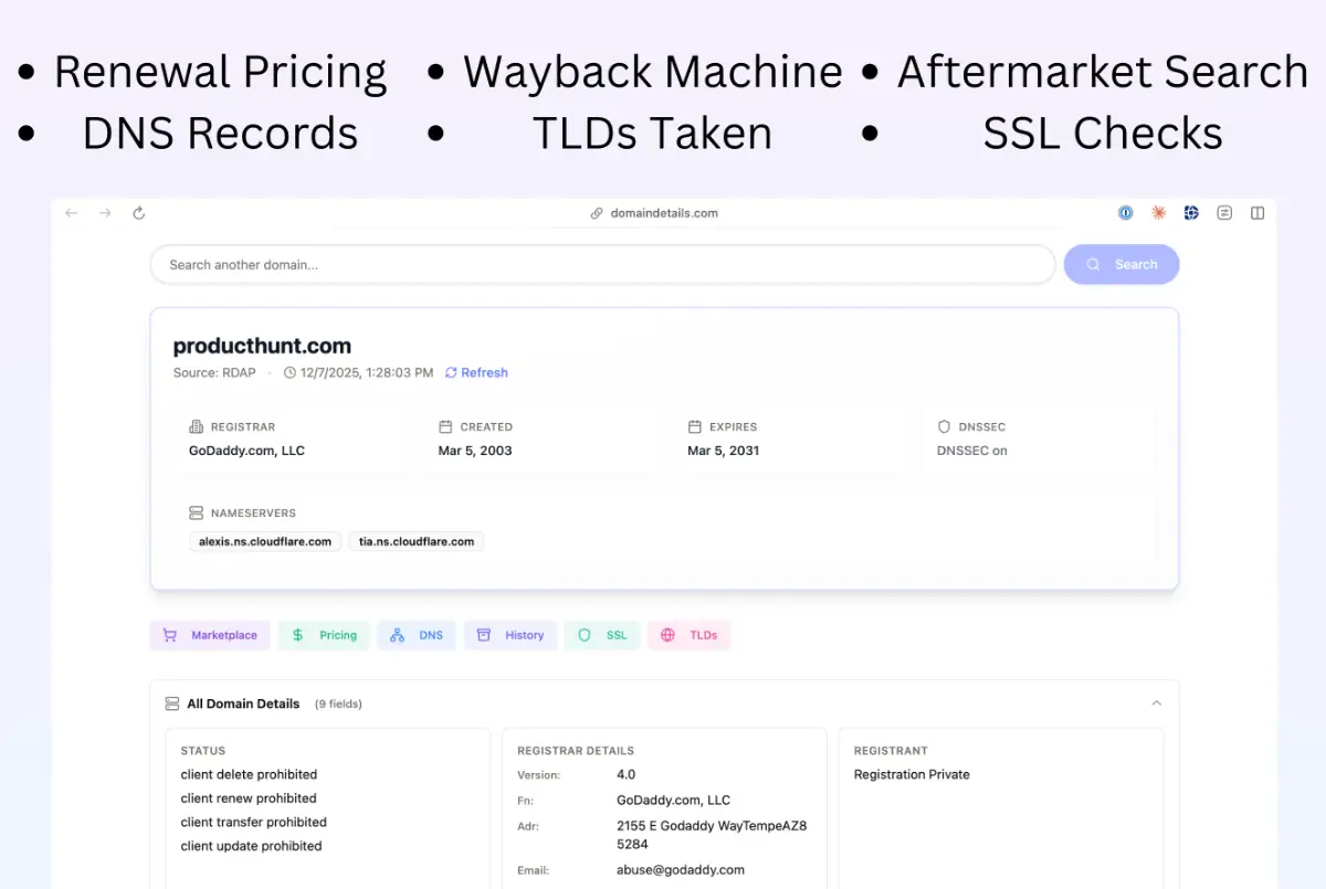 Domain Details screenshot 3