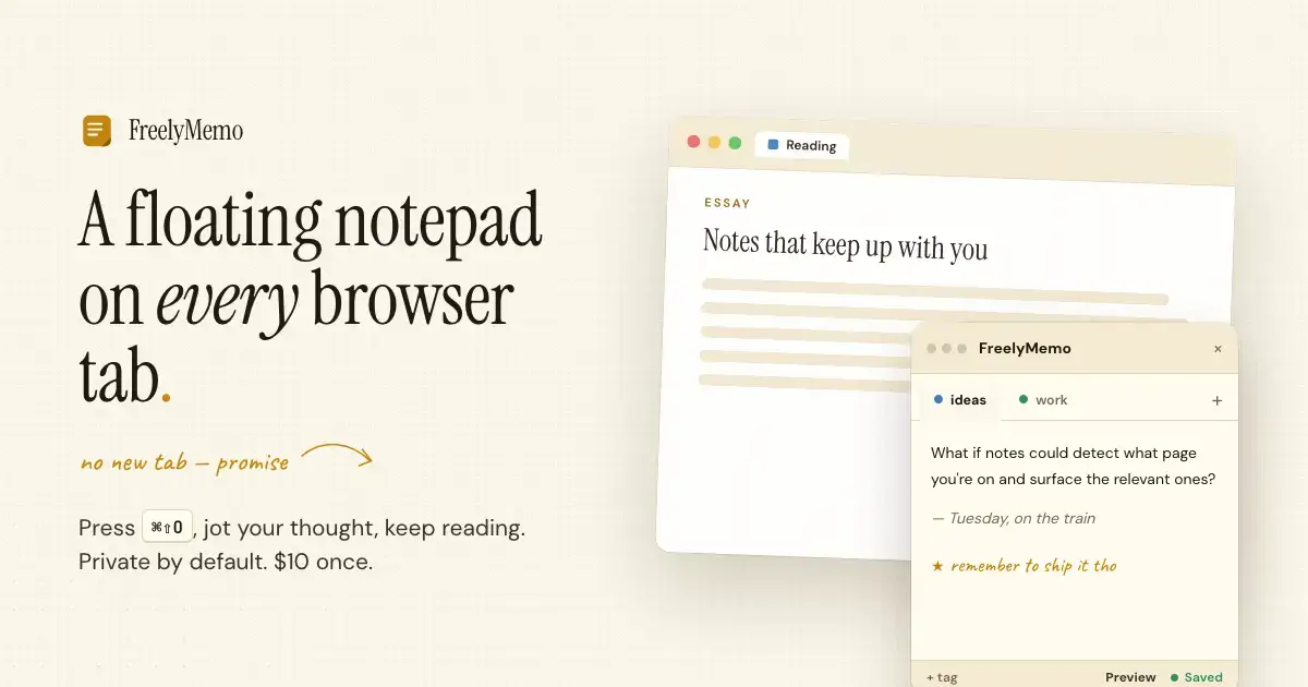 FreelyMemo - A floating notepad on every tab screenshot 2