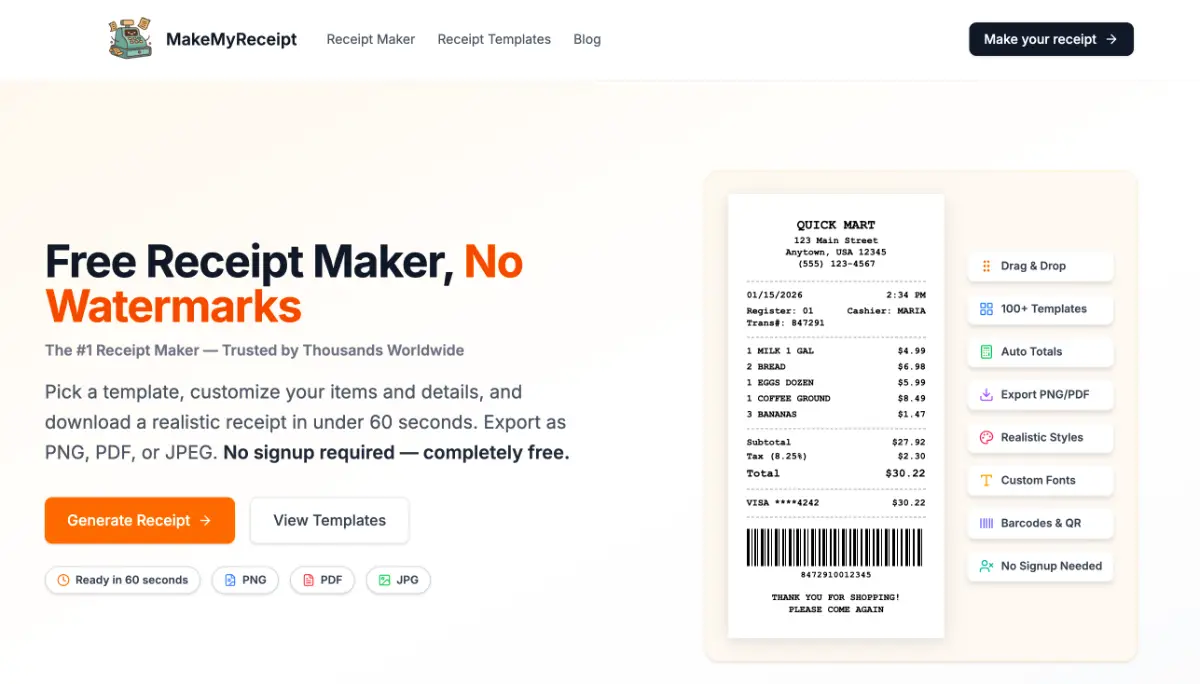 MakeMyReceipt screenshot 1