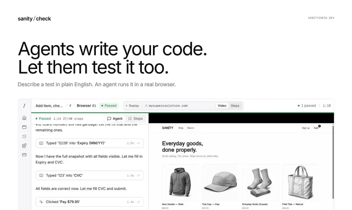 SanityCheck screenshot 1