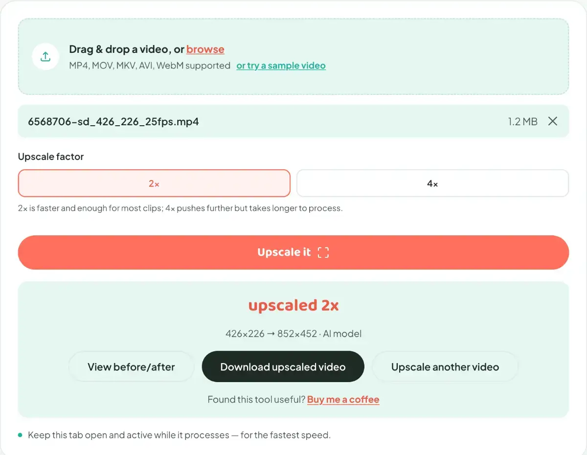 Squishyfile Video Upscaler screenshot 1