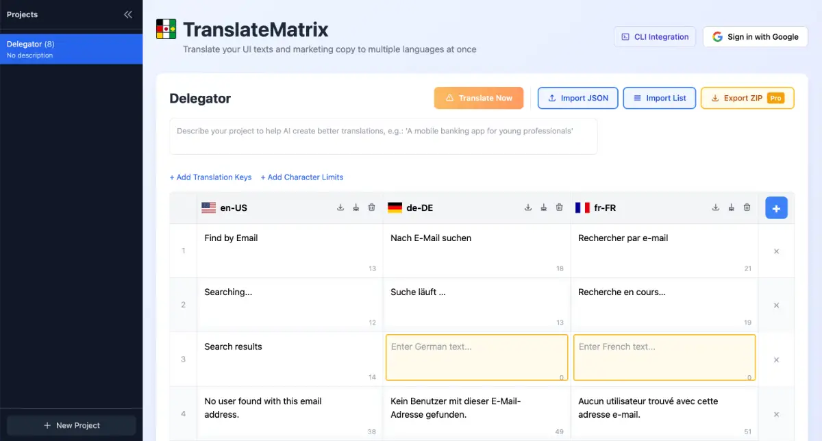 TranslateMatrix screenshot 1